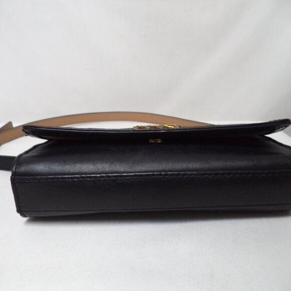 Michael Kors Leather quilted Belt Crossbody bag purse black Fanny Pack chain - Picture 10 of 13